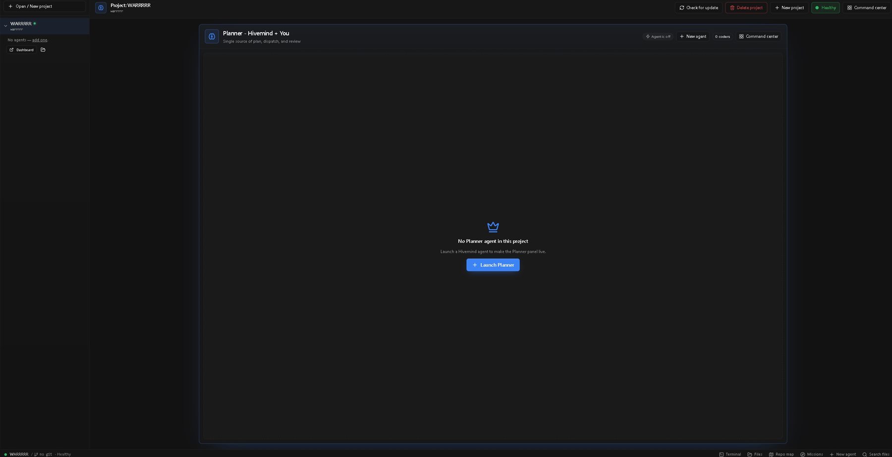 ZecruAI desktop dashboard showing the planner mission-control surface and local project workspace.
